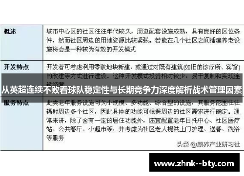 从英超连续不败看球队稳定性与长期竞争力深度解析战术管理因素